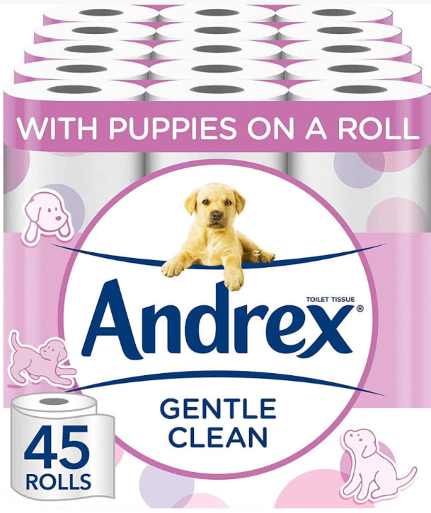 Andrex Gentle Clean Toilet Rolls - 45 Toilet Roll Pack - Toilet Rolls