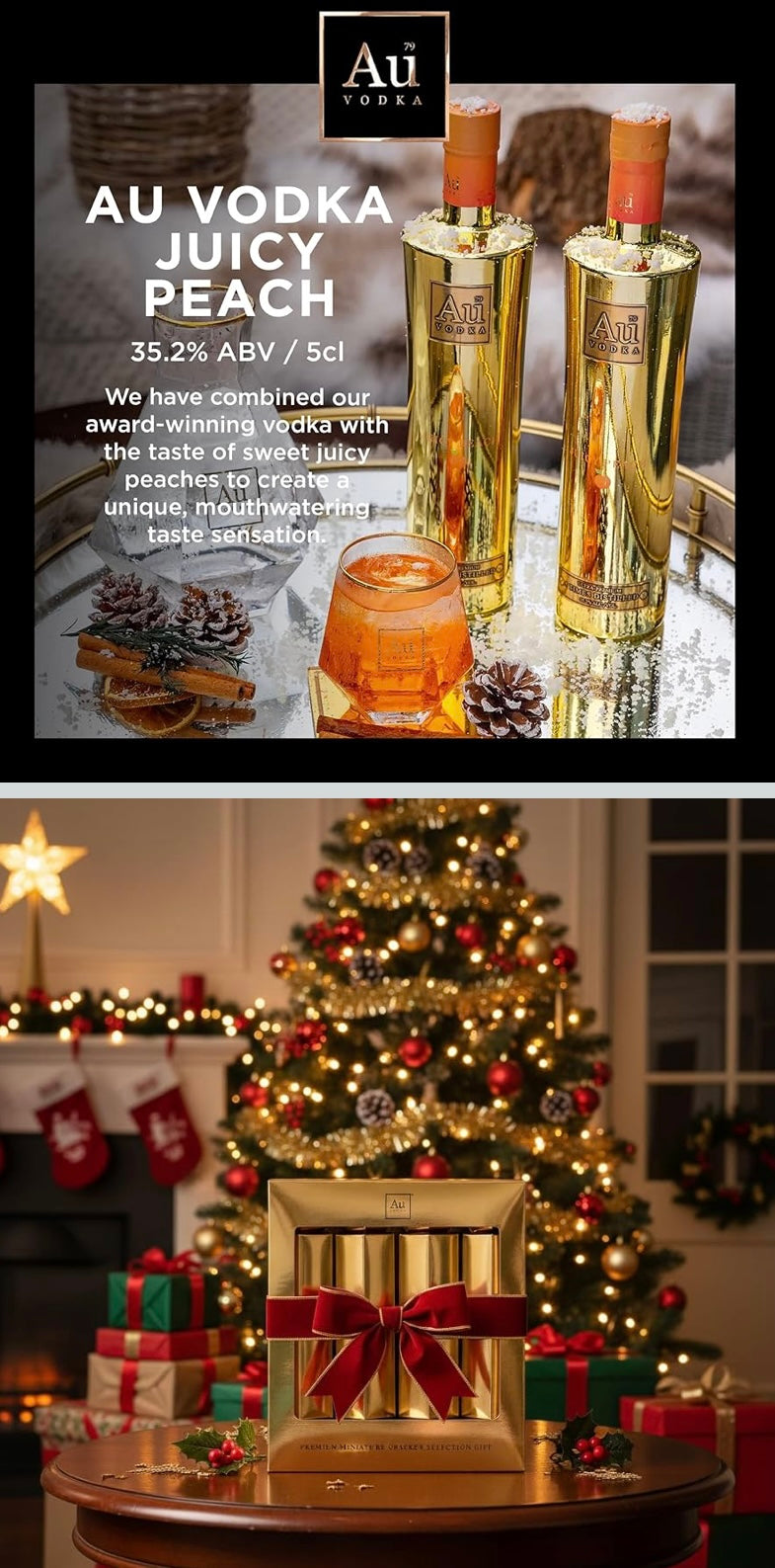 Au Vodka Christmas Crackers, Alcohol Miniatures, 4 x 5 cl