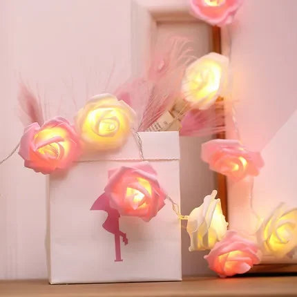 1.5m Artificial Rose Led Light String Romantic Valentine's Day Proposal Glow Rose Mother's Day Wedding Simulation Rose Light DIY