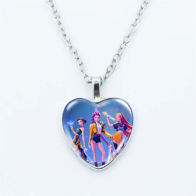 2025 HOT! Kpop Demon Hunters Necklace Bracelet Set Girl Kawaii Anime Chain Bracelet Children Cosplay Jewelry Accessories Pendant