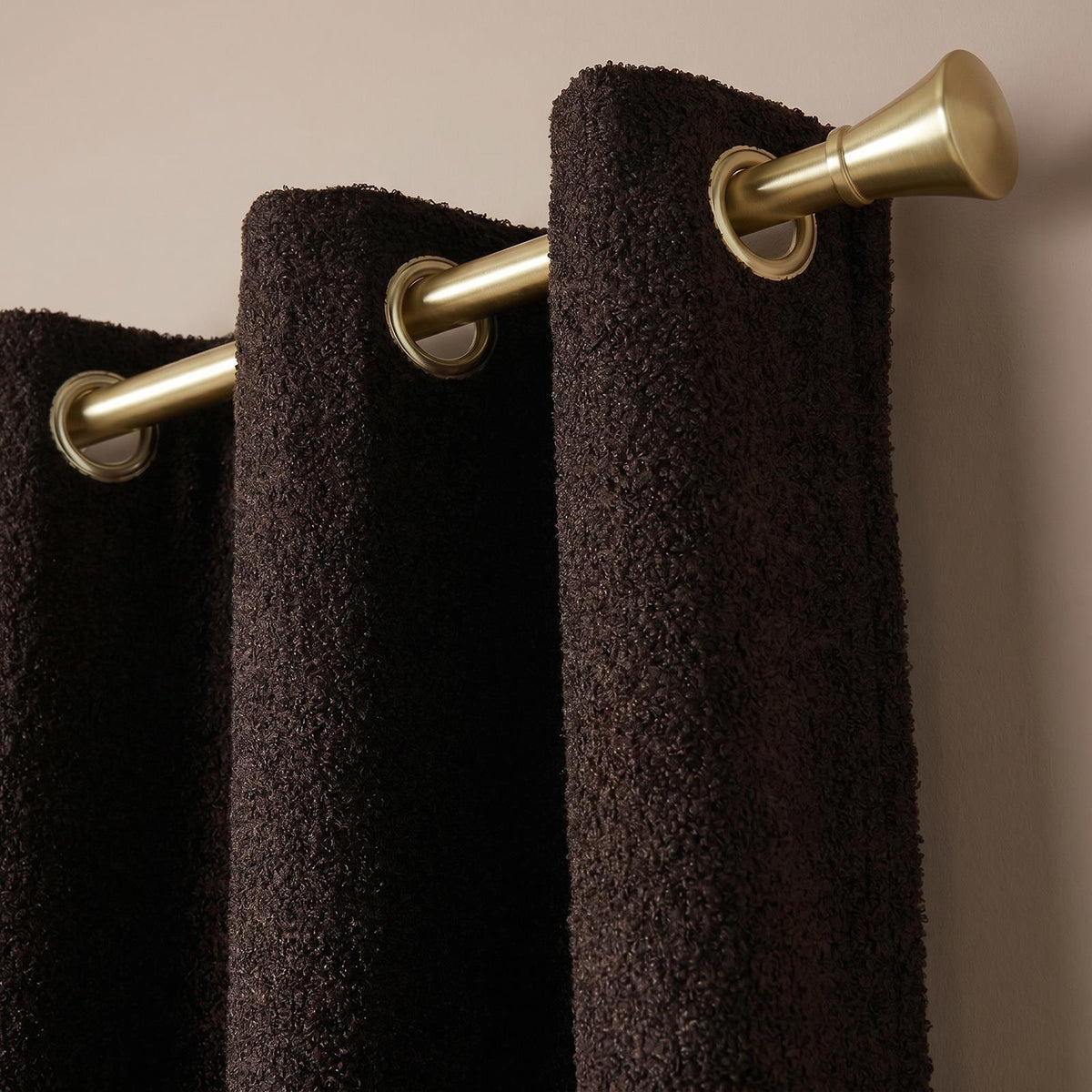 OHS Boucle Eyelet Curtains Blackout Pair Ready Made Ring Top Energy Saving