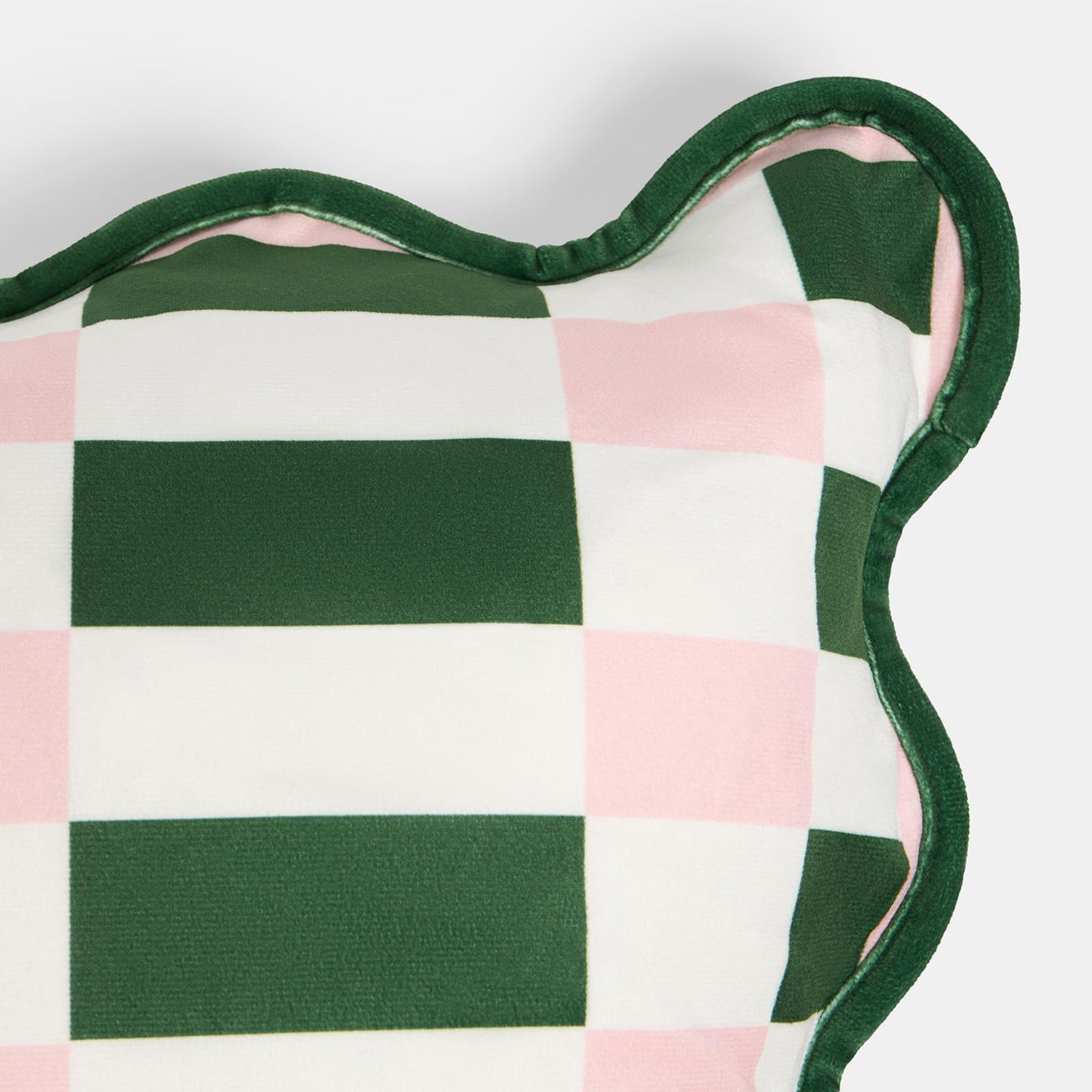 OHS Checkerboard Cushion Covers Scallop Edge Matte Velvet Square Pillowcases