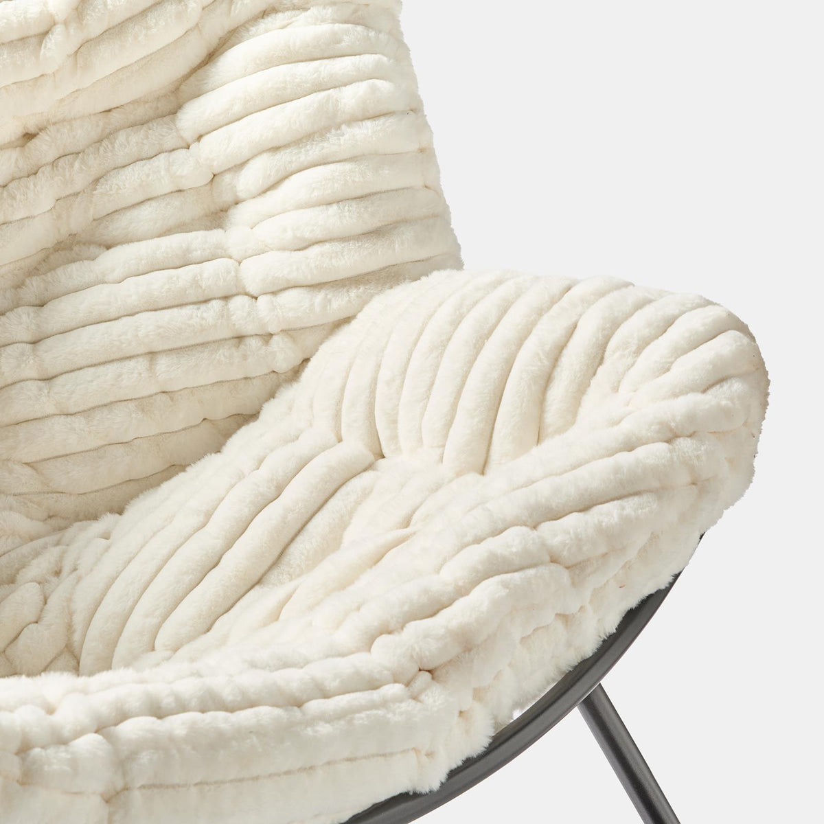 OHS Rocking Chair Ribbed or Smooth Faux Fur Upholstered Metal Frame Cushioned