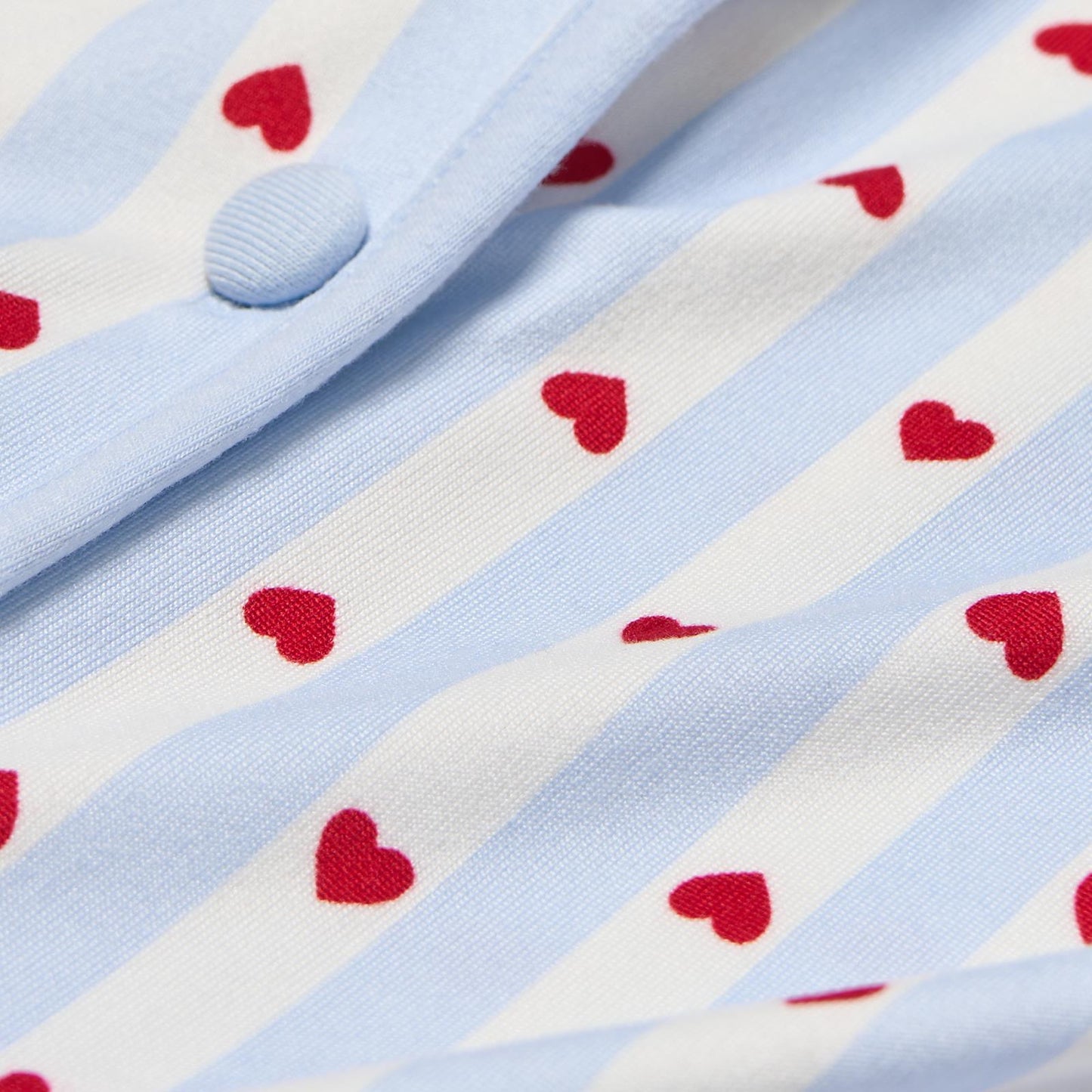 OHS Hearts Short Pyjama Set Womens Jersey Button Through Nightwear Loungewear