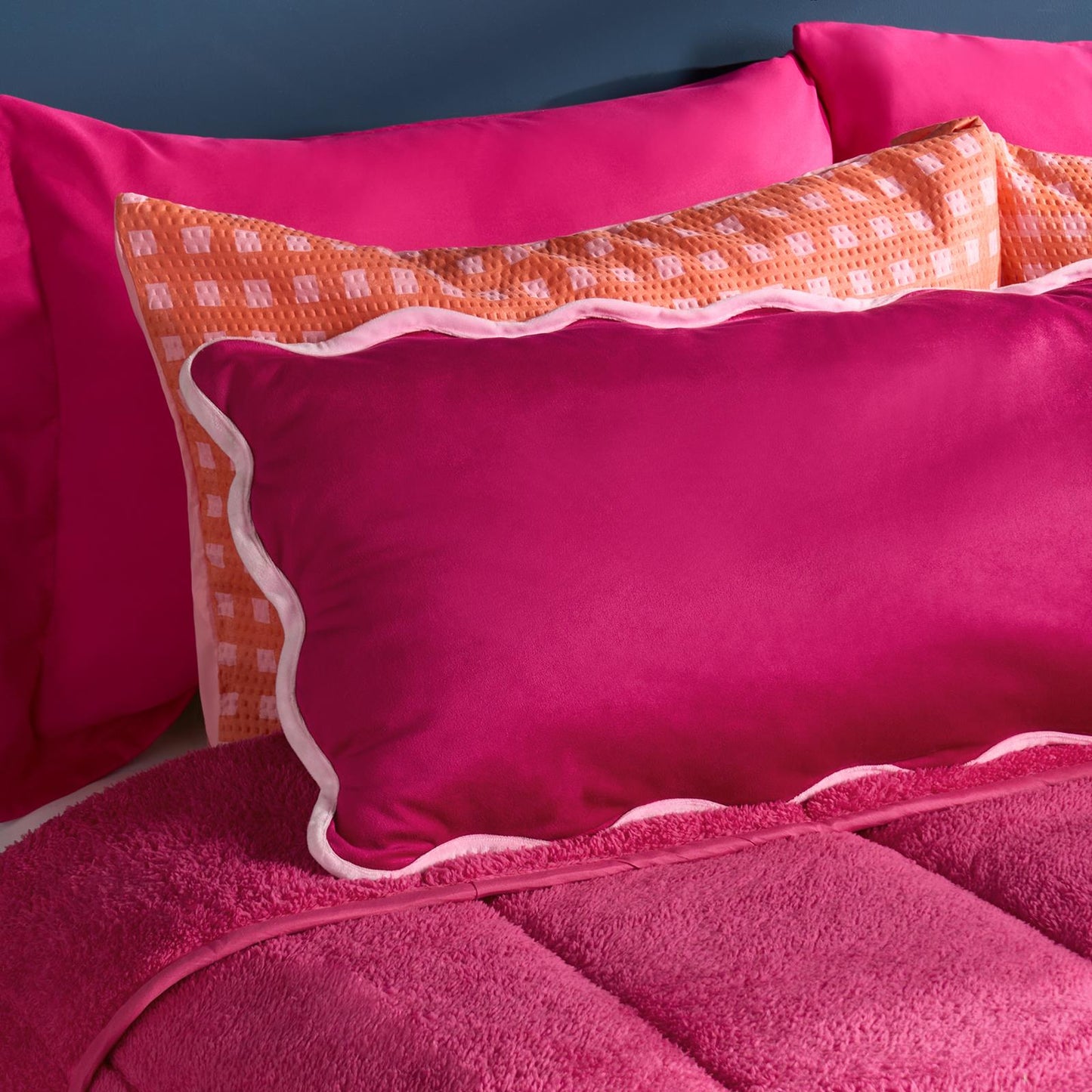OHS Scallop Edge Bolster Pillow Soft Maternity Back Support Filled Cushion