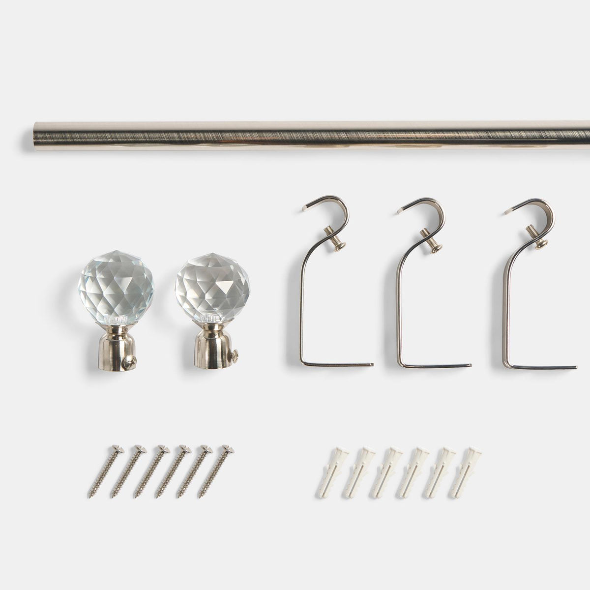 OHS 70-120cm Curtain Pole Extendable Metal 16mm Ball Trumpet Twist Finnials