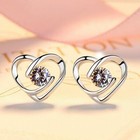 925 Sterling Silver Crystal Heart Swirl Pendant Chain Necklace Stud Earrings UK