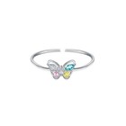 925 Sterling Silver Colourful Butterfly Adjustable Ring Womens Girls Jewellery