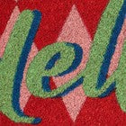 OHS Hello Slogan Doormat Diamond Check Non Slip Indoor Outdoor Coir Door Mat Rug