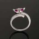 Elegant Crystal Fox Shaped Adjustable Ring 925 Sterling Silver Women Jewellery