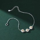 925 Sterling Silver Beautiful Flower Linked Charm Bracelet Women Girls Jewellery