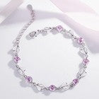 925 Sterling Silver Crystal Stone Heart Linked Charm Bracelet Women Jewellery UK