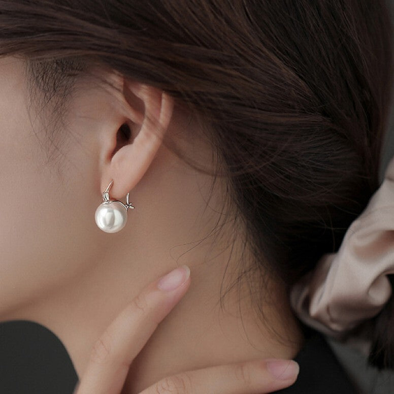 925 Sterling Silver Beautiful Pearl Hoop Earrings Jewellery Women Girls Gift