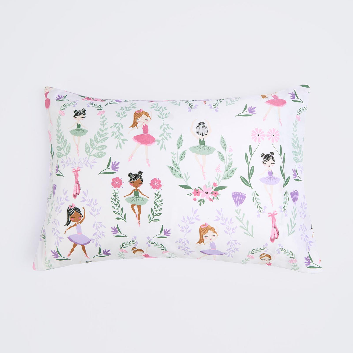 Reversible Duvet Cover Set Kids Ballerina Soft Floral Quilt Pillowcases Bedding
