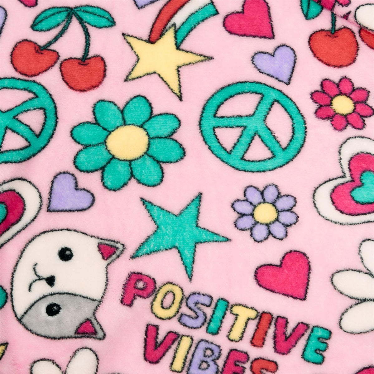 OHS Kids TV Blanket Positive Vibes Print Coral Fleece Winter Soft Wearable Throw