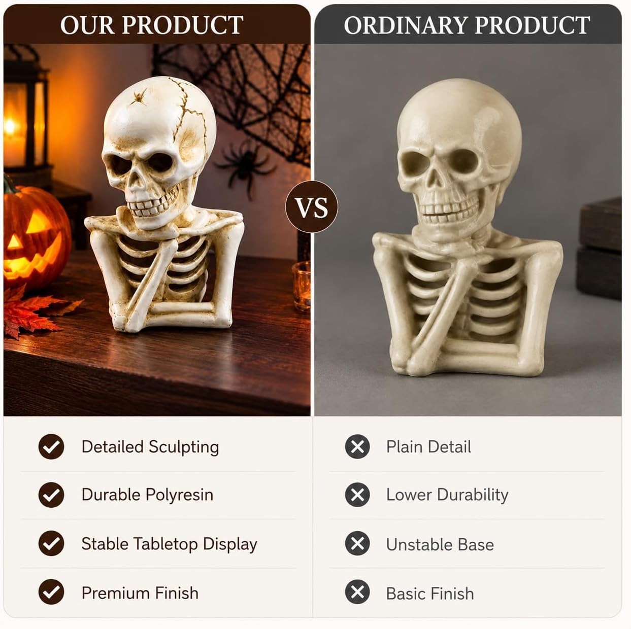 Halloween Skeleton Decoration 18cm Sitting Polyresin Scary Table Ornament