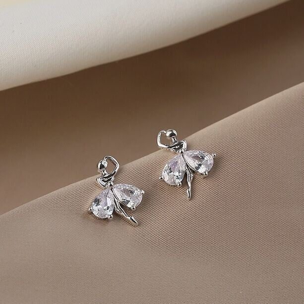 Women Girls Beautiful Ballet Stud Earrings 925 Sterling Silver Jewellery Gift UK