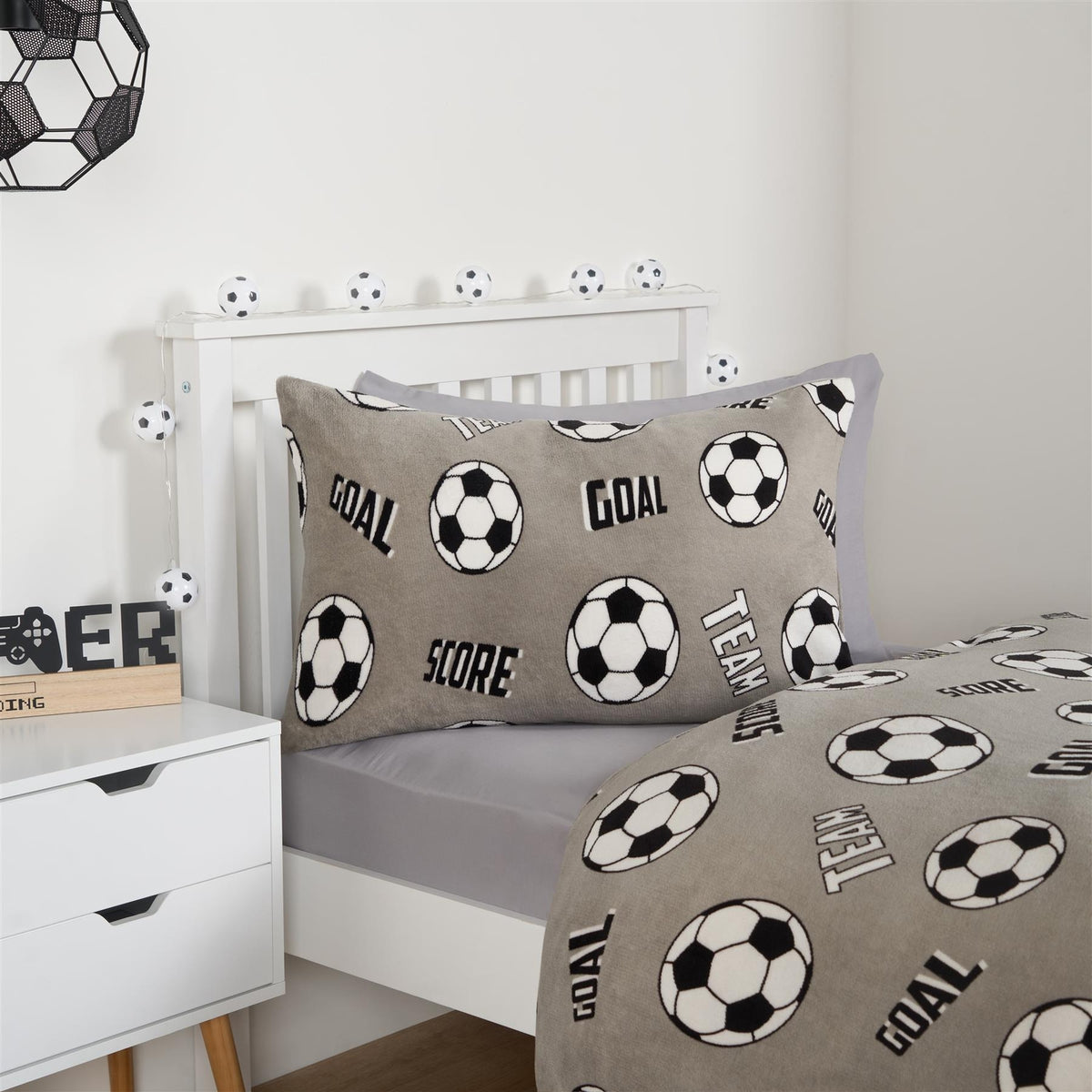 Football Fleece Duvet Cover Kids Warm Reversible Bedding Supersoft Thermal Quilt