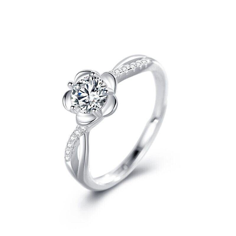 925 Sterling Silver Beautiful Flower Adjustable Ring Women Girls Jewellery Gift