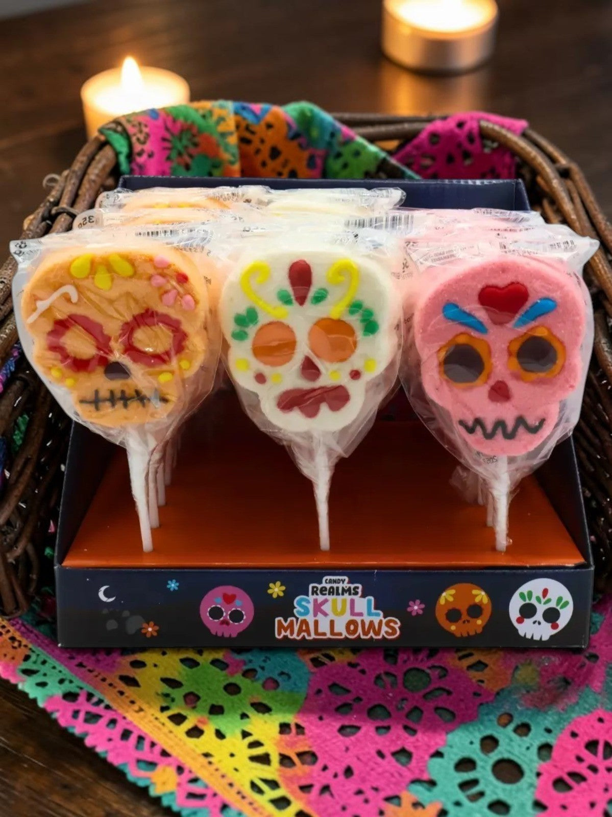 Skull Mallow Lollipops Halloween Fruit Flavoured Sweets 35g each 3, 6 or 12 Pack