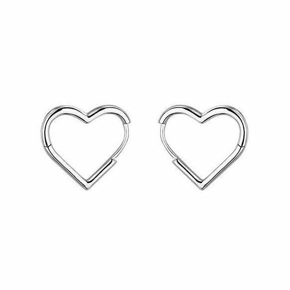 Womens Girls 925 Sterling Silver Love Heart Hoop Earrings Jewellery Gift UK