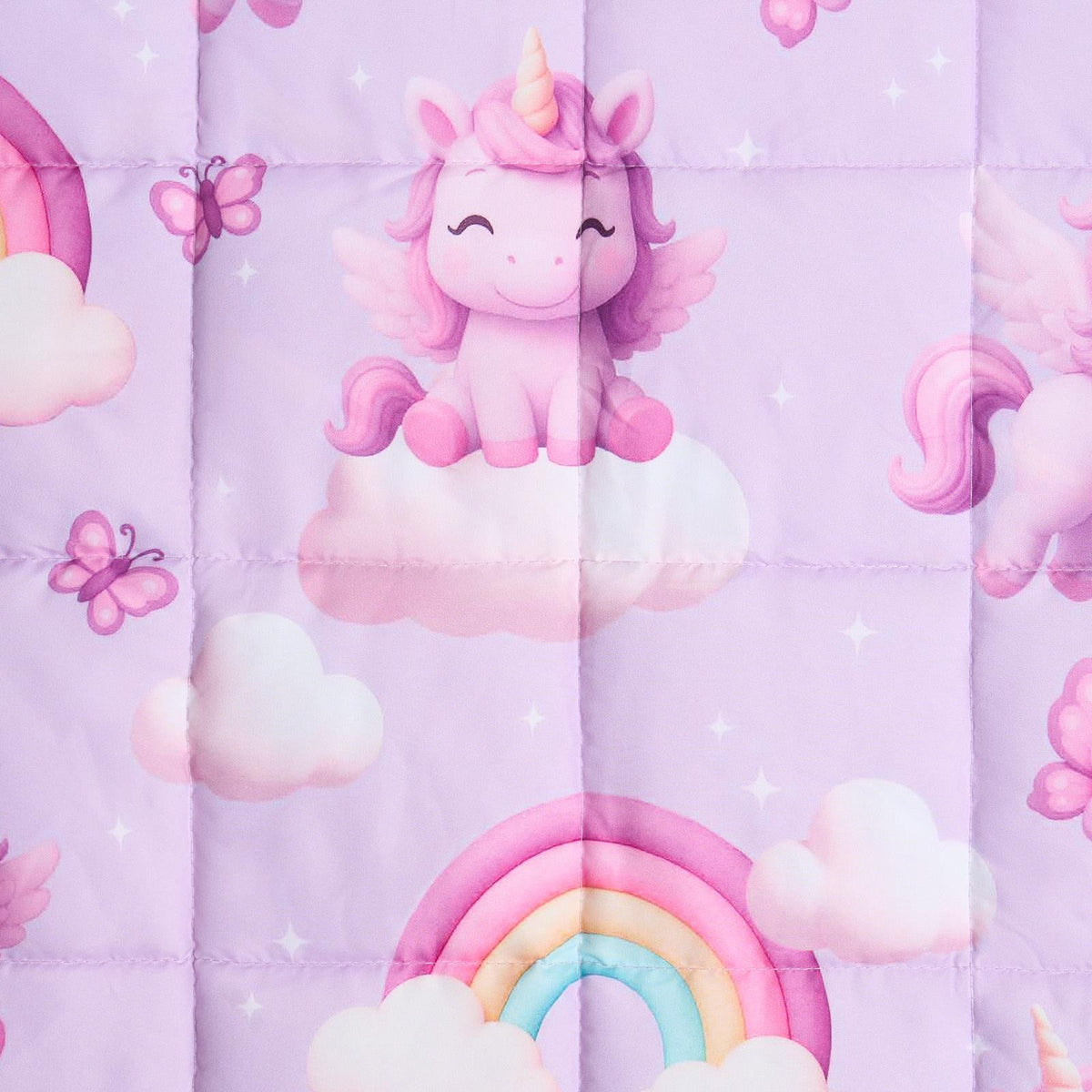 OHS Unicorn Weighted Blanket Kids 3kg Quilted Throw Sensory Sleep Therapy