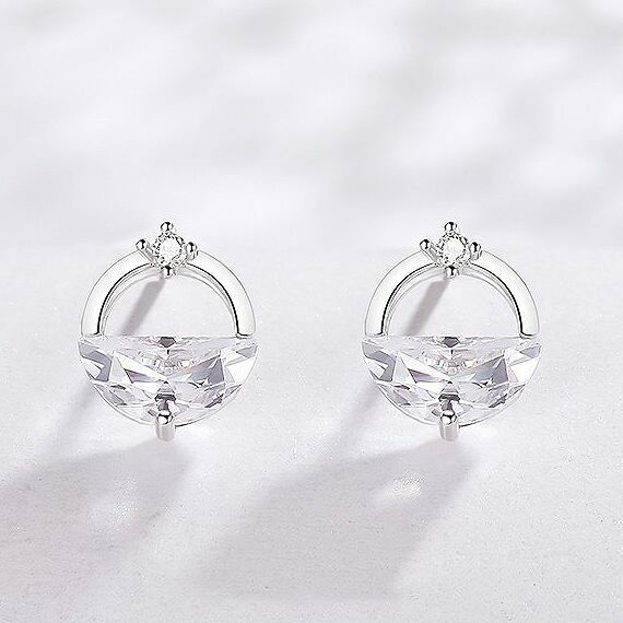 Women 925 Sterling Silver Crystal Circle Lake Stud Earrings Jewellery Gift