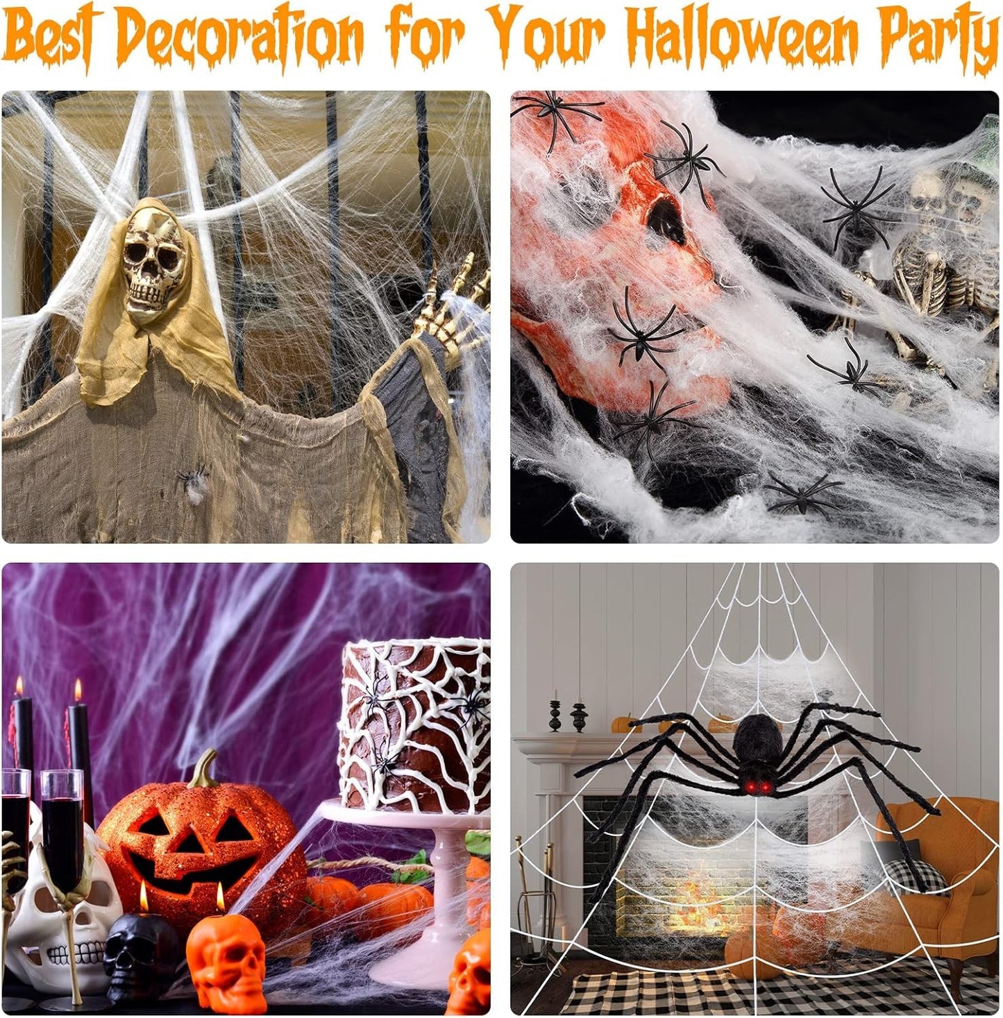 Halloween Decoration Giant Spider Web Party Props Decor Outdoor Fancy Dress 22FT