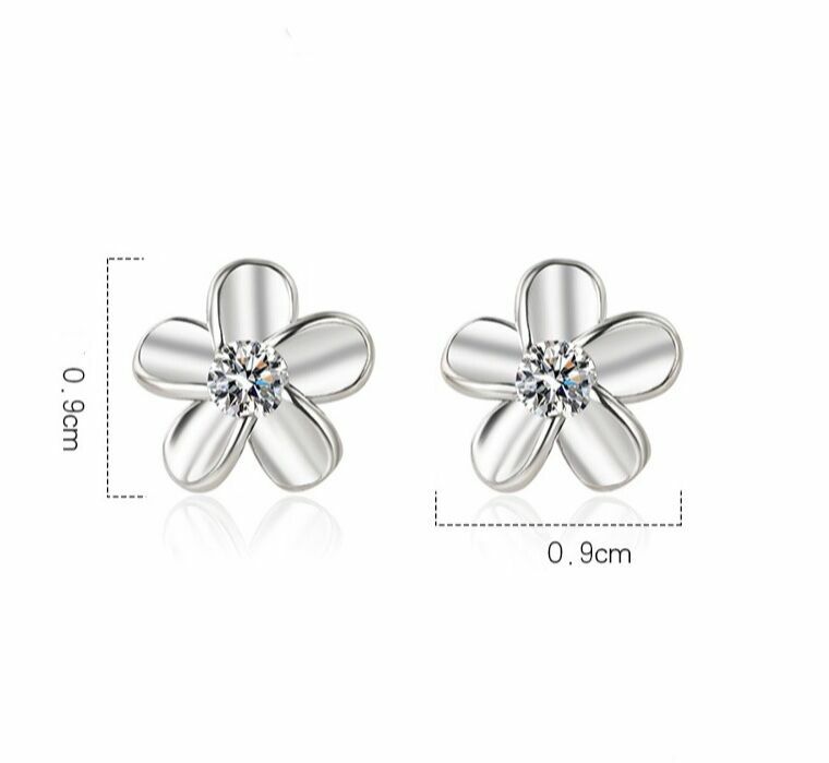 Womens Girls 925 Sterling Silver Smooth Flower Stud Earrings Jewellery Gift