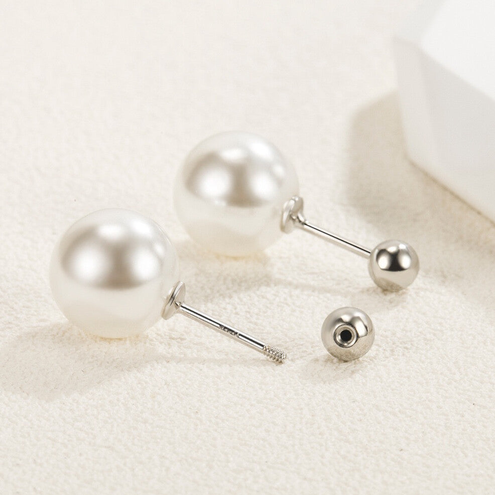 925 Sterling Silver Beatutiful Pearl Stud Earrings Women Girls Jewellery Gift