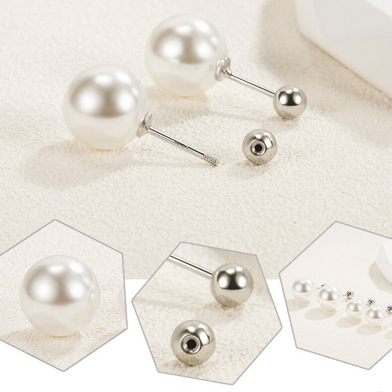 925 Sterling Silver Beatutiful Pearl Stud Earrings Women Girls Jewellery Gift