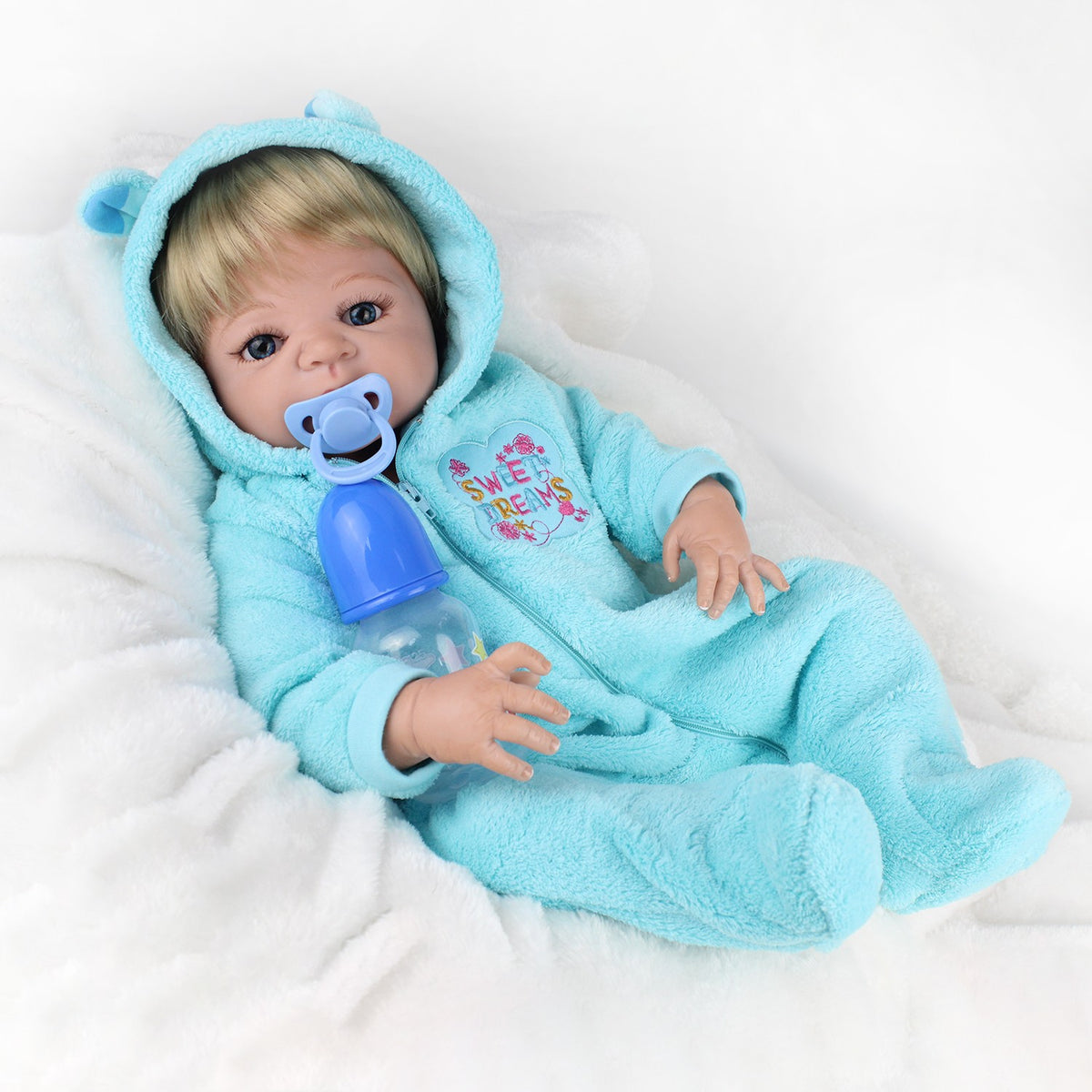 22" Lifelike Reborn Baby Dolls Toddler Boy Full Body Vinyl Silicone Newborn Doll