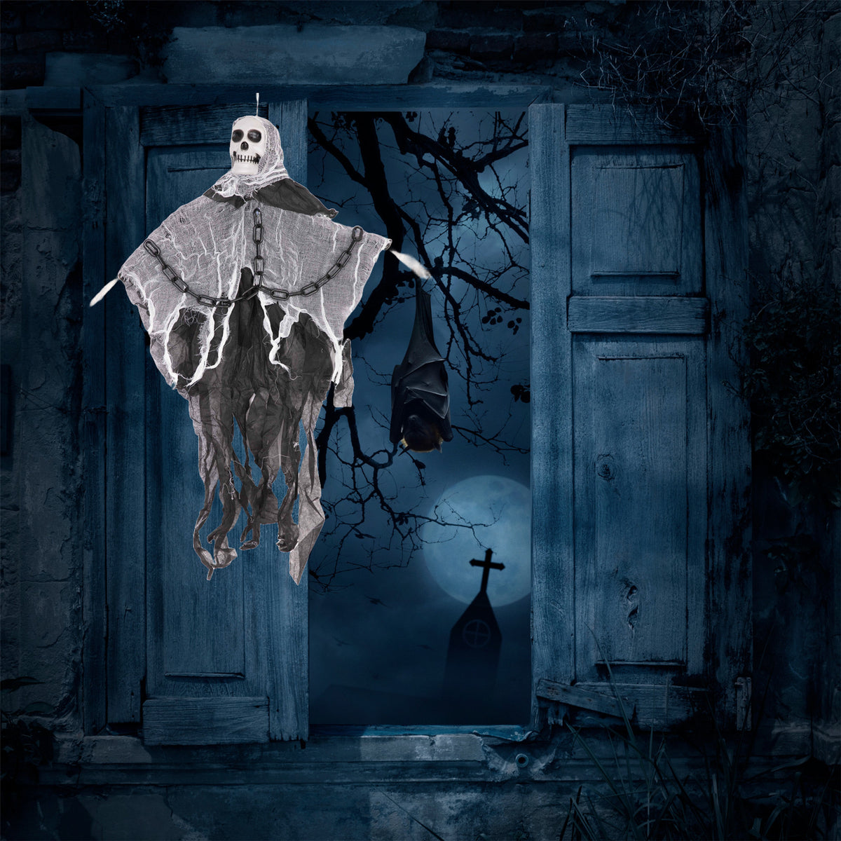 90Cm Halloween Hanging Ghost Skeleton Chain Decorations Prop Spooky Horror Scary