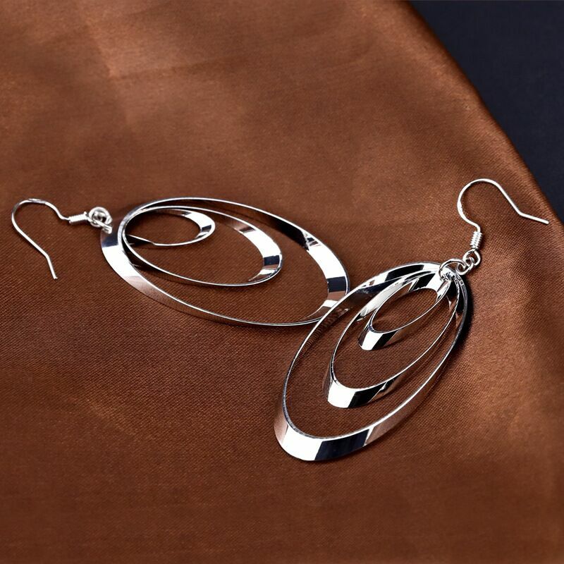 Womens Girls 925 Sterling Silver Round Circle Drop Hook Earrings Jewellery Gift