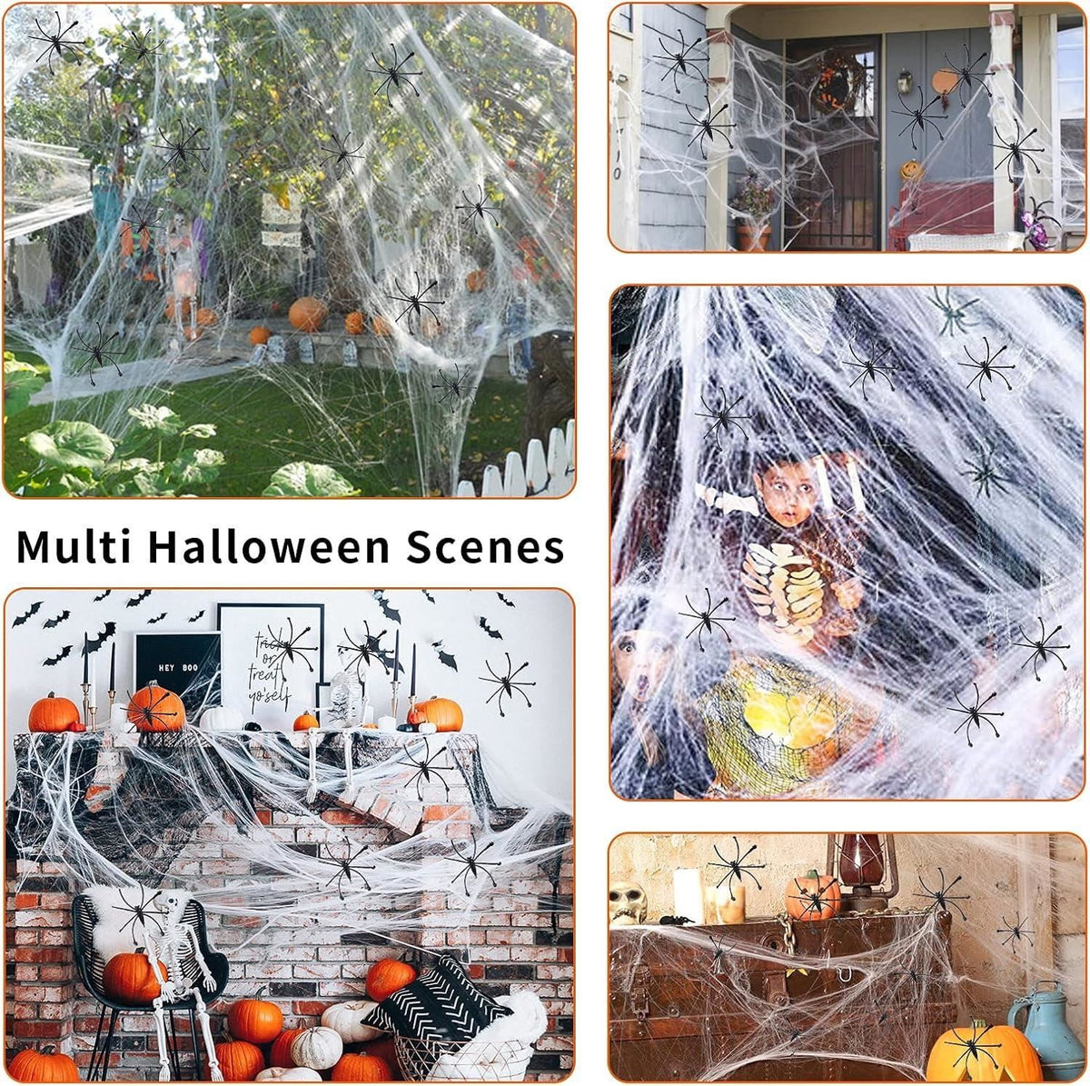 40g Spider Web With Spiders Halloween Decoration Stretchy Cobweb Cob Party Props