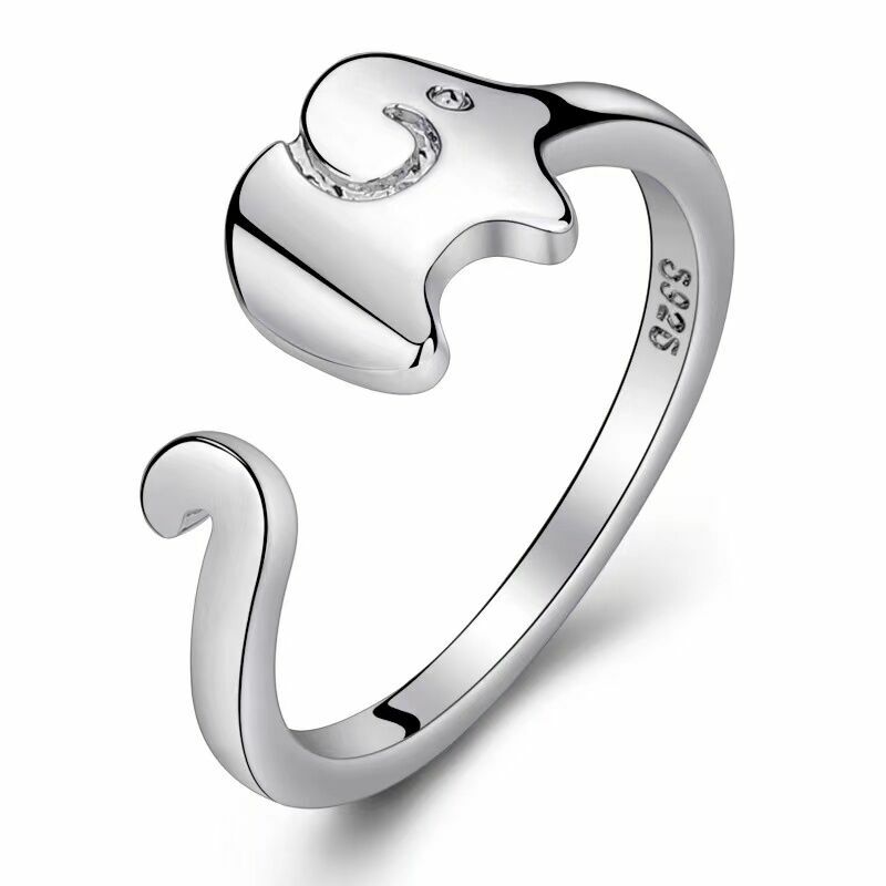 Women Girls Cute Elephant Adjustable Ring 925 Sterling Silver Jewellery Gift UK