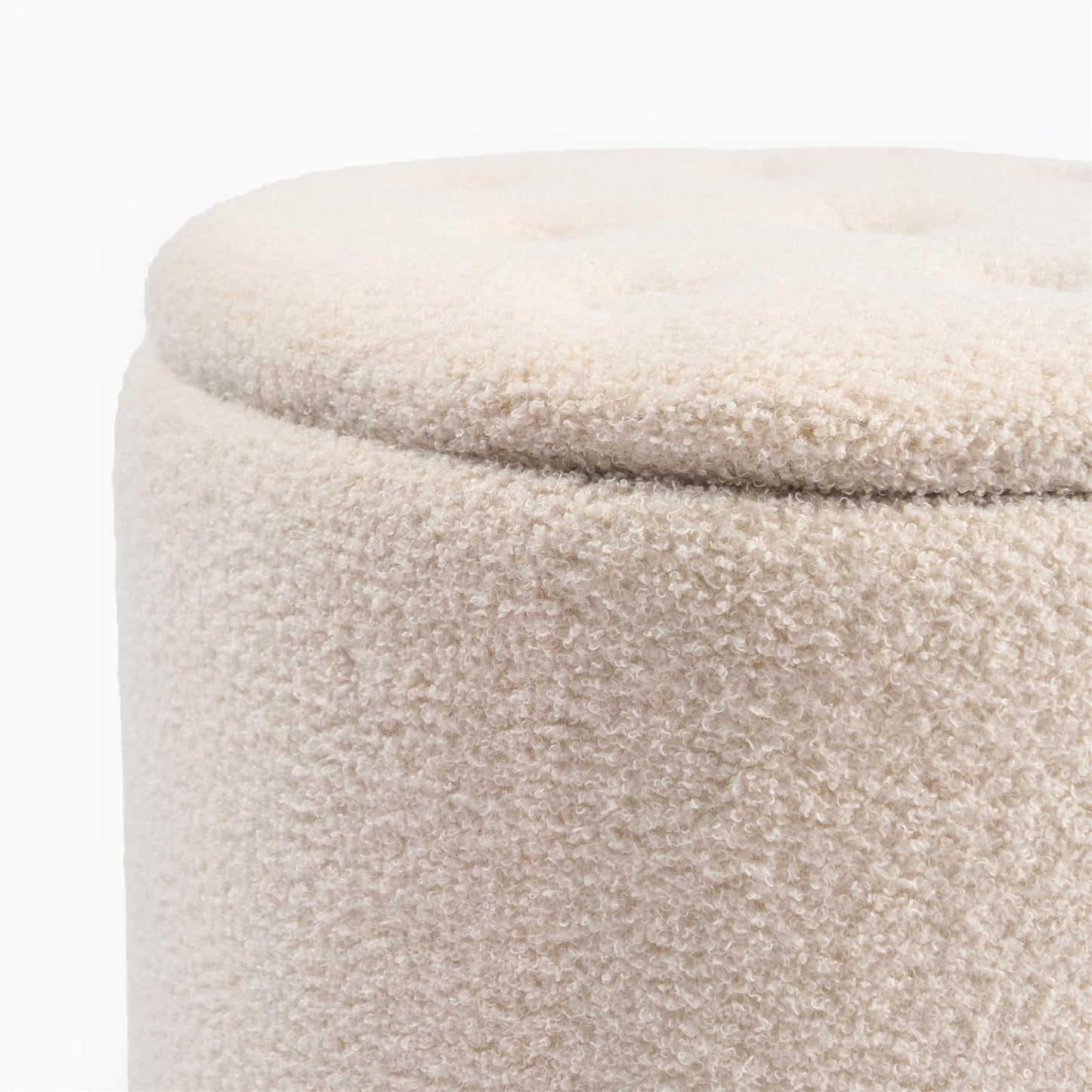 OHS Ottoman Stool Storage Boucle Vanity Seat Soft Foot Rest Pouffe Home Chair