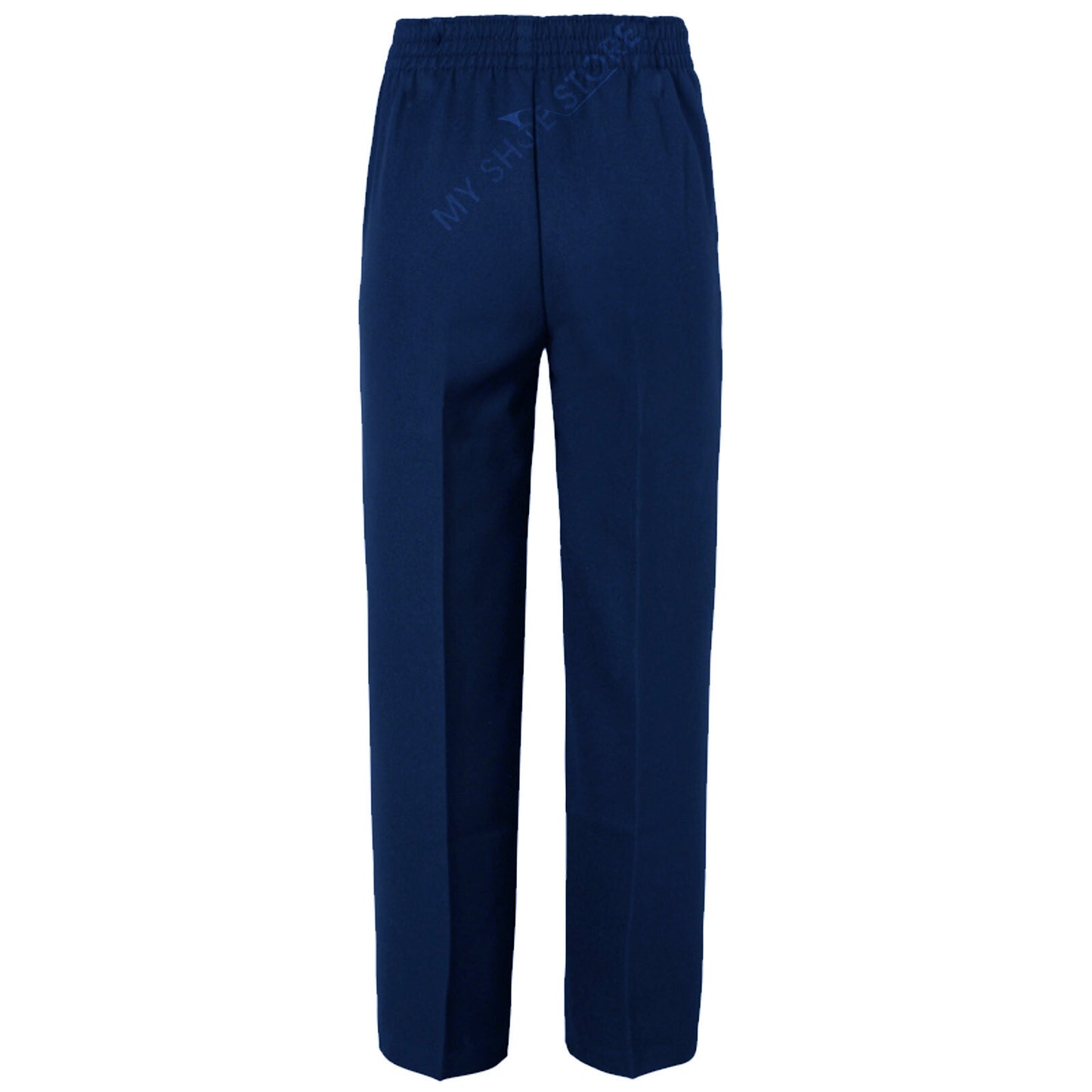 BOYS KIDS CHILDREN SCHOOL UNIFORM TROUSERS PULL UP HALF ELASTICATED TEFLON PANTS