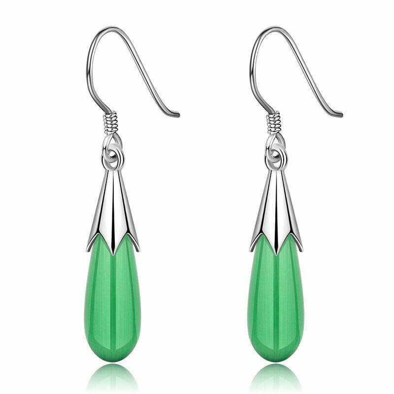 Womens Moonstone Opal Drop Hook Earrings 925 Sterling Silver Jewellery Gift UK