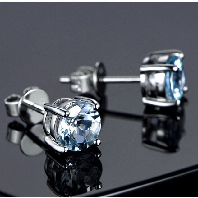 Womens 925 Sterling Silver Cubic Zirconia Round Stud Earrings Jewellery Gift