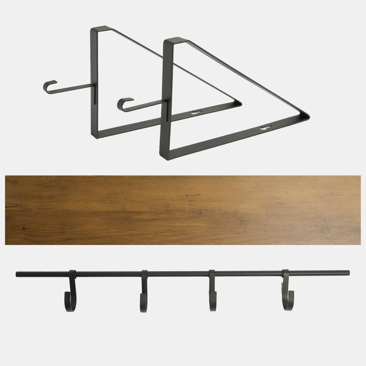 Wooden Shelving Hooks Kitchen Display Cup Holder Office Wall Storage Organiser