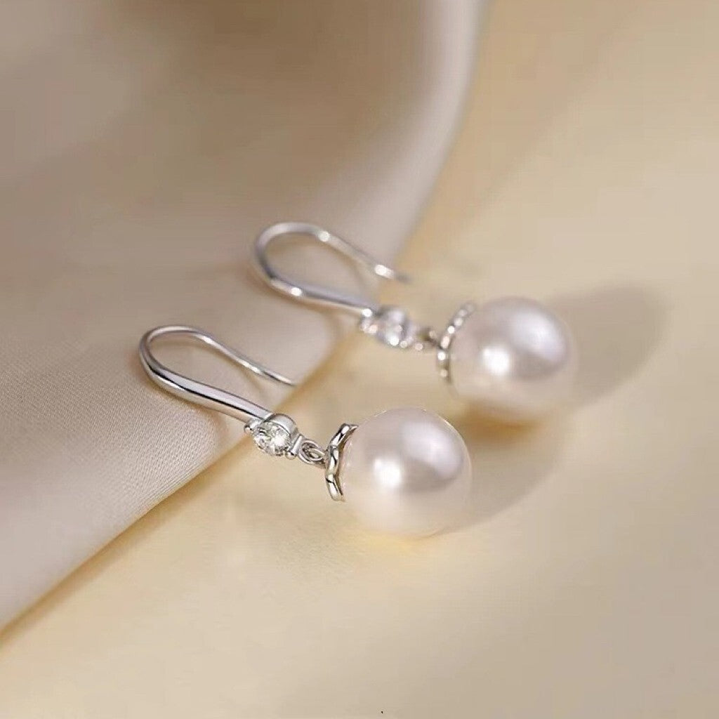 925 Sterling Silver Beautiful Pearl Drop Hook Earrings Women Girls Jewellery