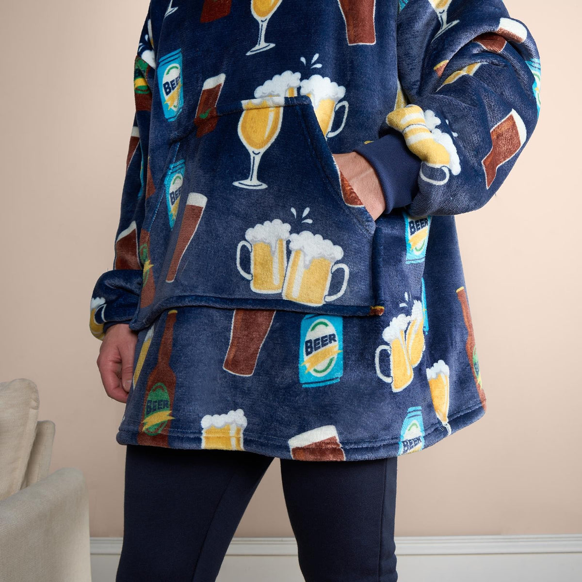 Beer Hoodie Blanket Sweatshirt Sherpa Fleece Oversized Jumper Throw Plush Warm