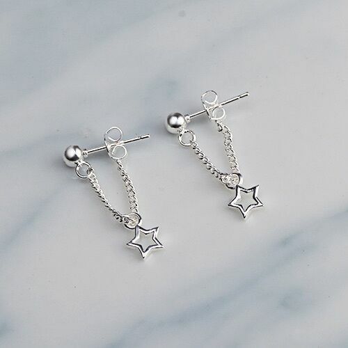Women Girls 925 Sterling Silver Star Dangle Drop Stud Earrings Jewellery Gift UK