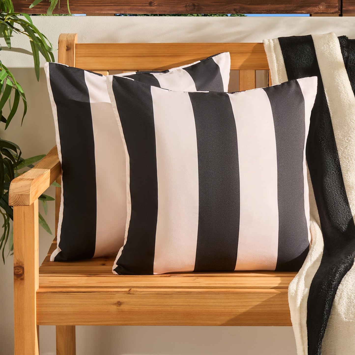 OHS Stripe Garden Cushion Covers 2 Pack Water Resistant Outdoor Indoor