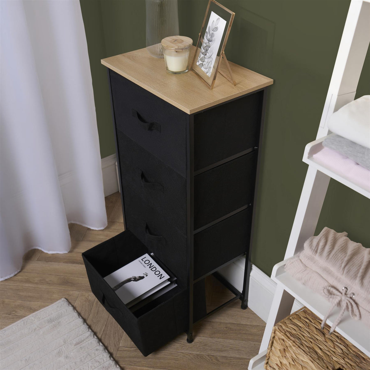 OHS Fabric Cabinet Bedside 2/3/4/5/6 Drawers Storage Unit Clothes Home Organiser