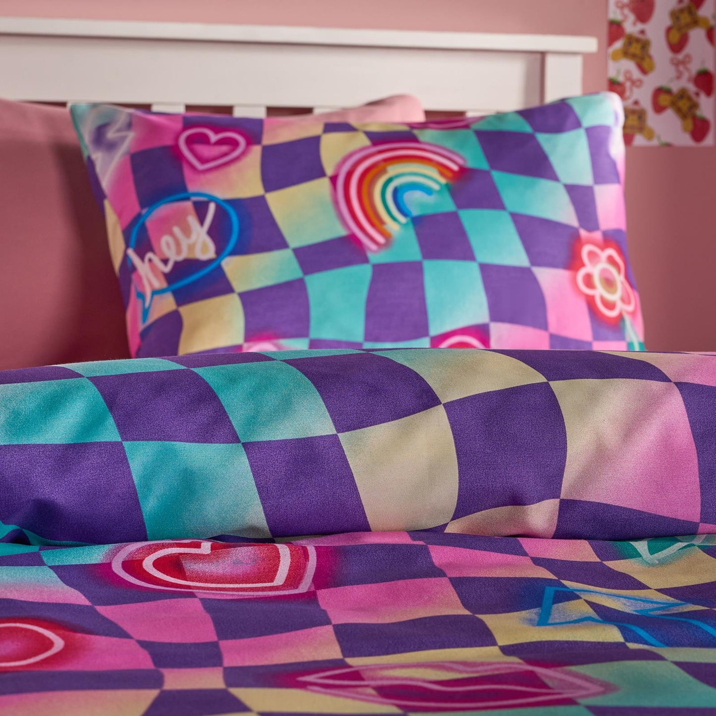 OHS Kids Checkerboard Bedding Set with Pillowcase Duvet Cover OR Coverless