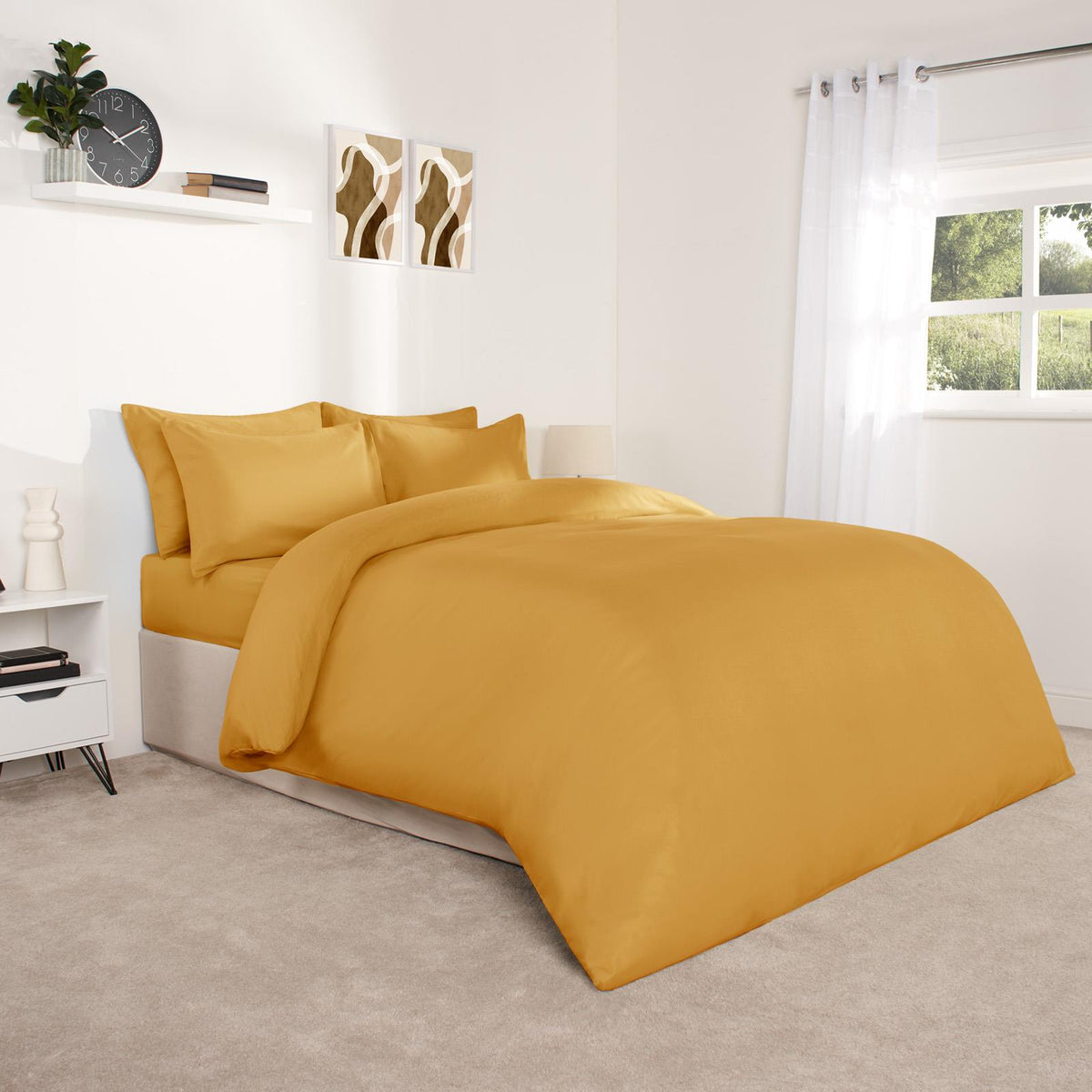 OHS Plain Duvet Cover & Pillowcase Reversible Bedding Set OR Fitted Sheet