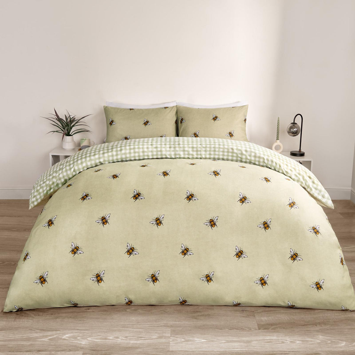 Bee Duvet Cover Set Reversible Stripe Quilt Bedding Set Single Double King Size