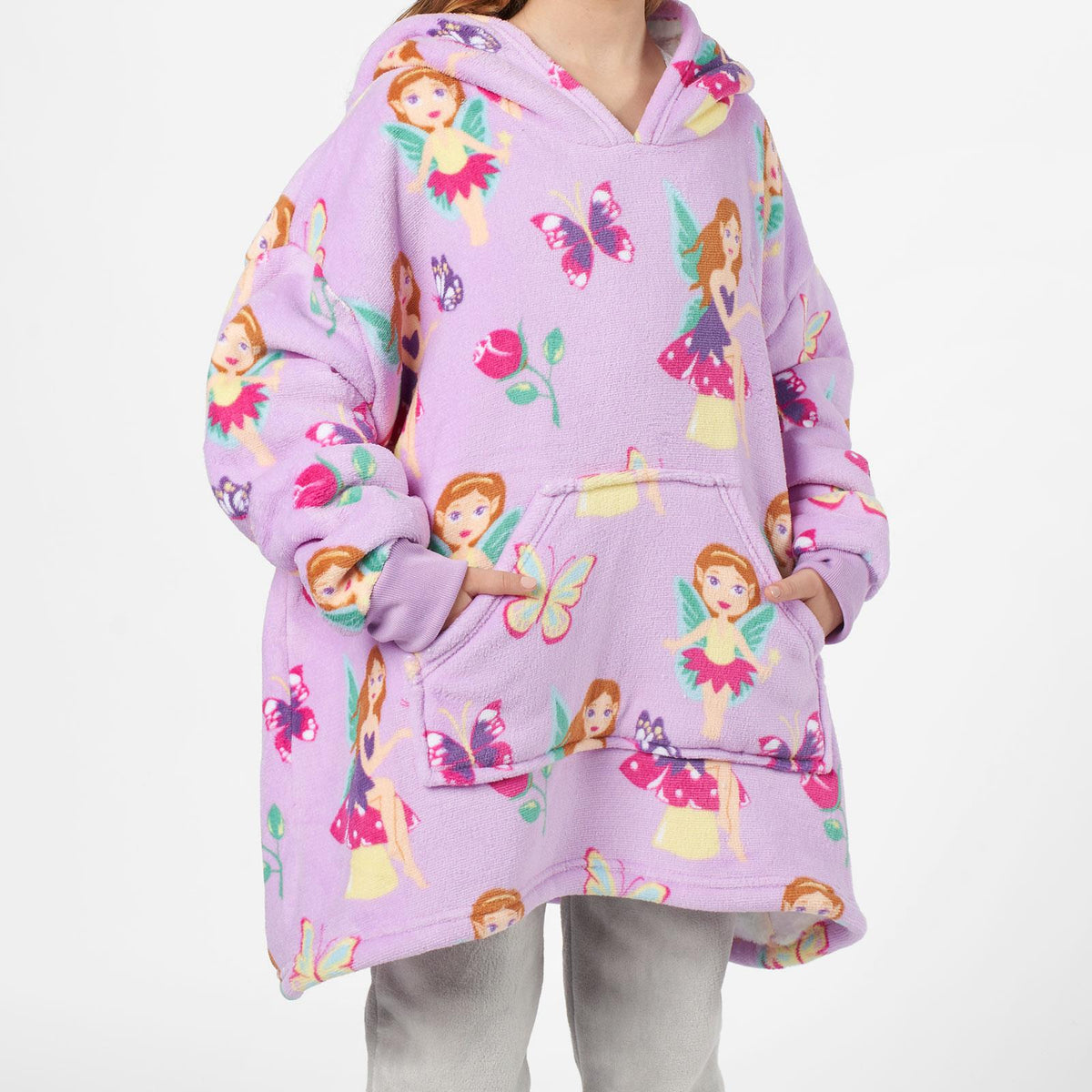 Kids Hoodie Blanket Oversized Sherpa Fleece Jumper Sweatshirt Soft Warm Throw